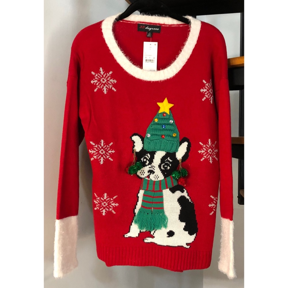 Christmas Dog Sweater by 33 Degrees Size L NWT